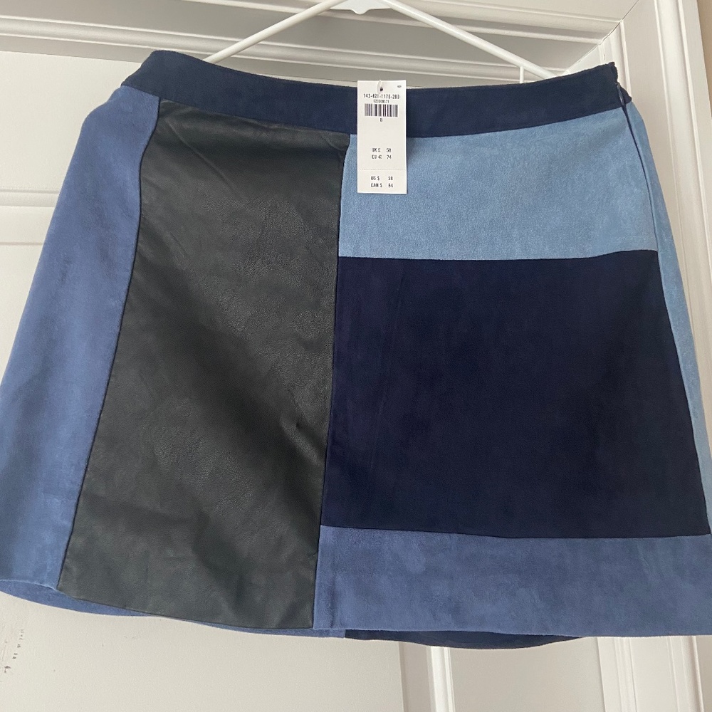Patchwork suede/pleather mini skirt - Picture 1 of 2